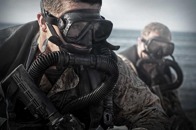 Frogmen from a Marine Reconnaissance Battalion emerge from the ocean to - photo 7