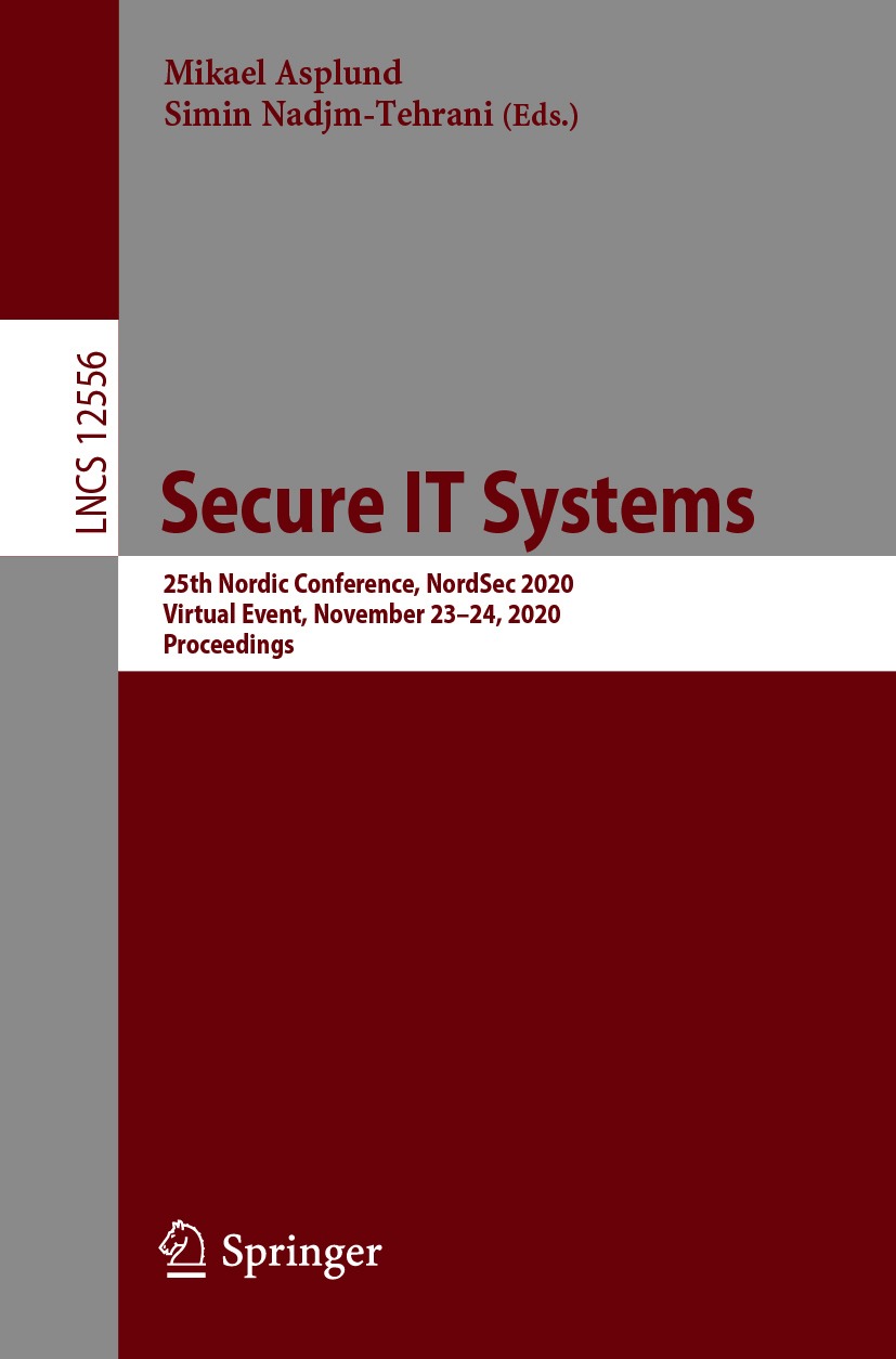 Book cover of Secure IT Systems Volume 12556 Lecture Notes in Computer - photo 1