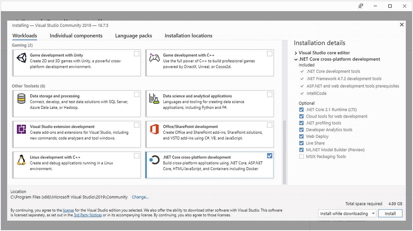 Figure 1-2 Install NET Core Support Entity Framework Core 5 will run on both - photo 5