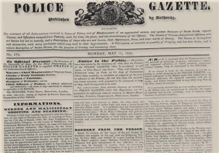 The Police Gazette was originally published by Bow Street Court before being - photo 6