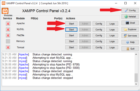 Furthermore click on Config top right corner of the XAMPP Control Panel see - photo 7