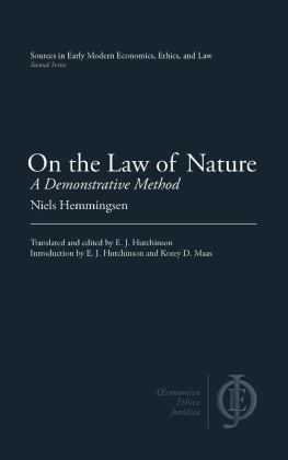 Niels Hemmingsen On the Law of Nature: A Demonstrative Method