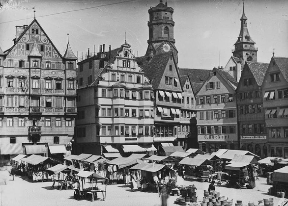 The historic Stuttgart Marktplatz looking west 1881 Tbinger Stift a hall - photo 20