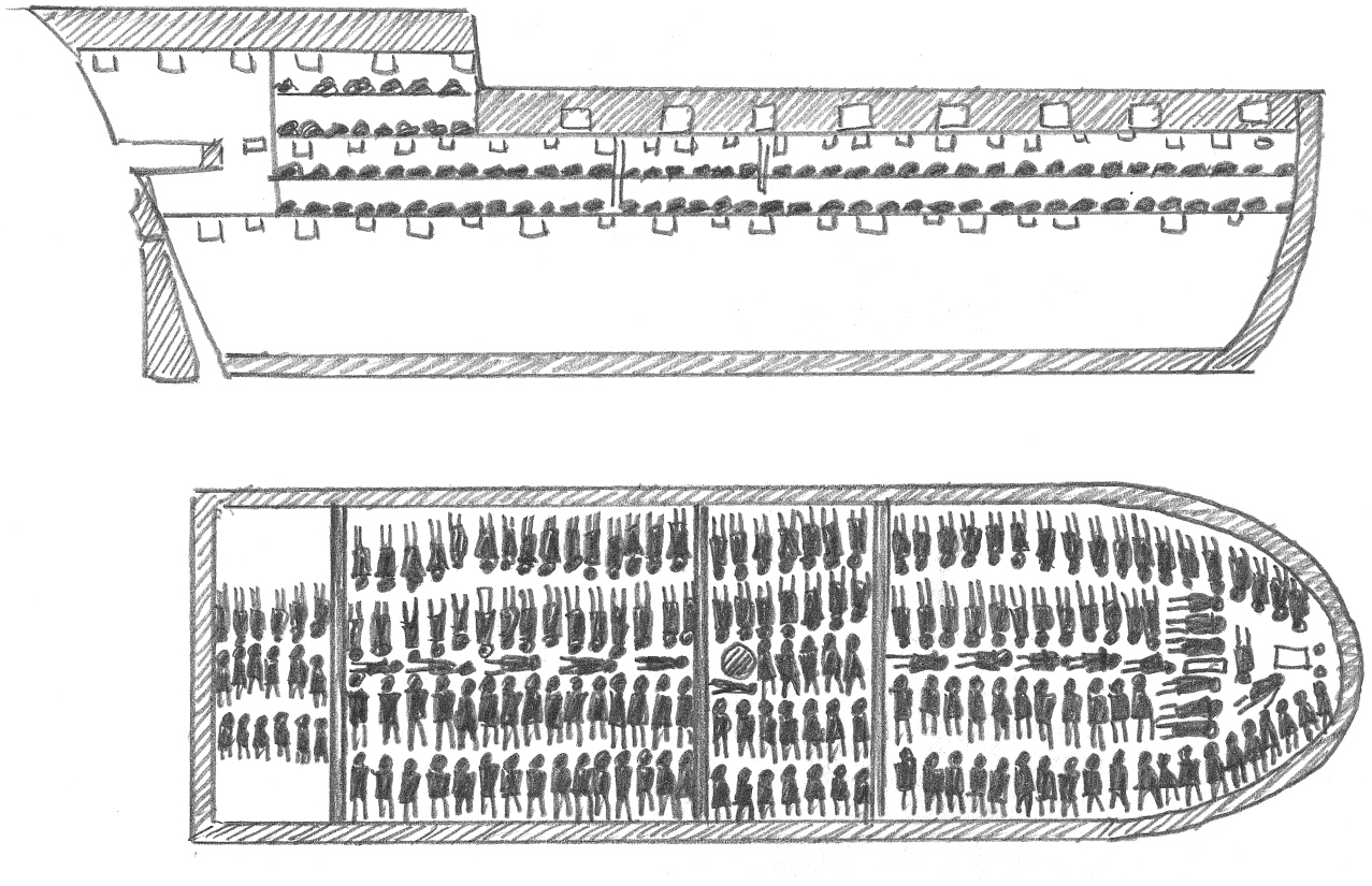 Two views of a slave ship Enslaved people like Ben and Old Rit worked very - photo 7