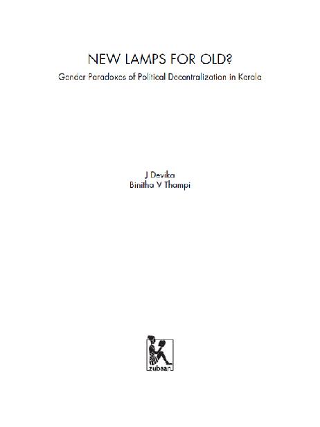 New Lamps for Old Gender Paradoxes of Political Decentralisation in Kerala - image 1
