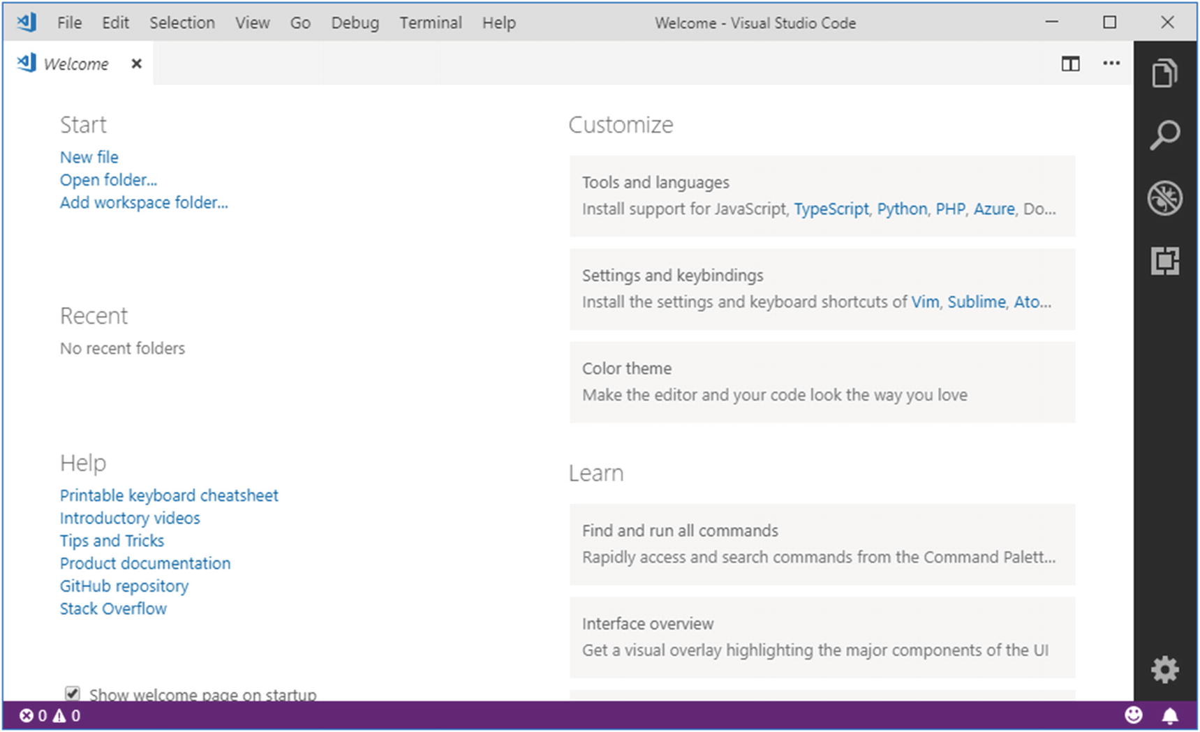Figure 1-1 The Visual Studio Code welcome screen Tip Some editors will let - photo 4