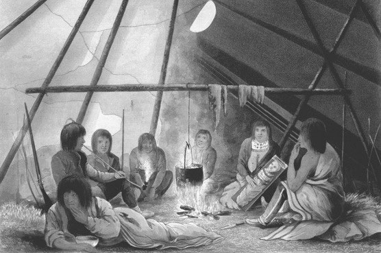 Painting of the interior of a Cree tent March 25 1820 LAC ROBERT BELL - photo 6