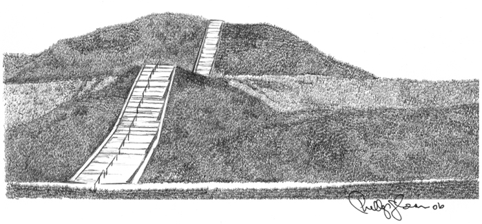 Monks Mound on ancient plaza Cahokia Mounds State Historic Site Illustration - photo 2