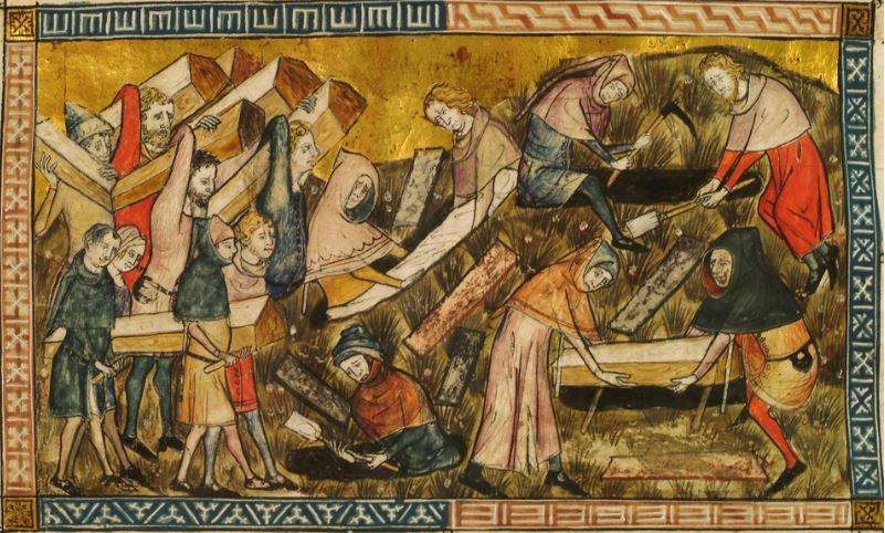 A medieval depiction of plague victims being buried Plague and pestilence - photo 3