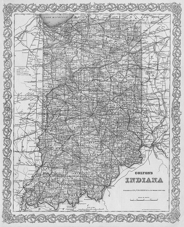 Coltons Map of Indiana circa 1886 Indiana Historical Society The - photo 3