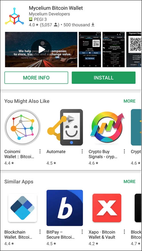 The Mycelium Bitcoin Wallet app on the Google Play store One of the oldest and - photo 1