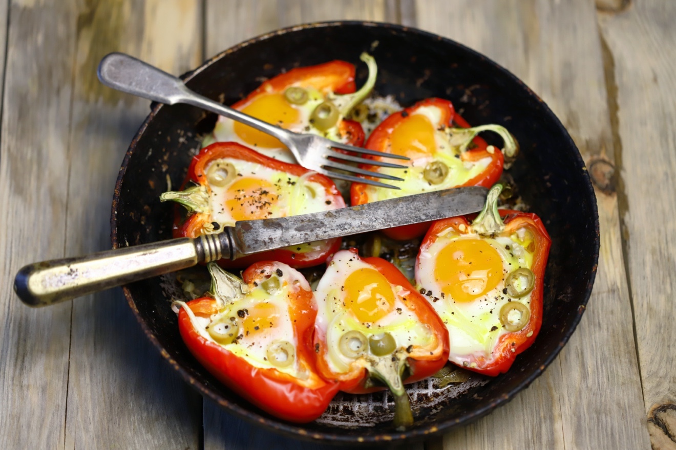 Eggs baked in bell peppers are a cute meal that you enjoy for breakfast or - photo 5