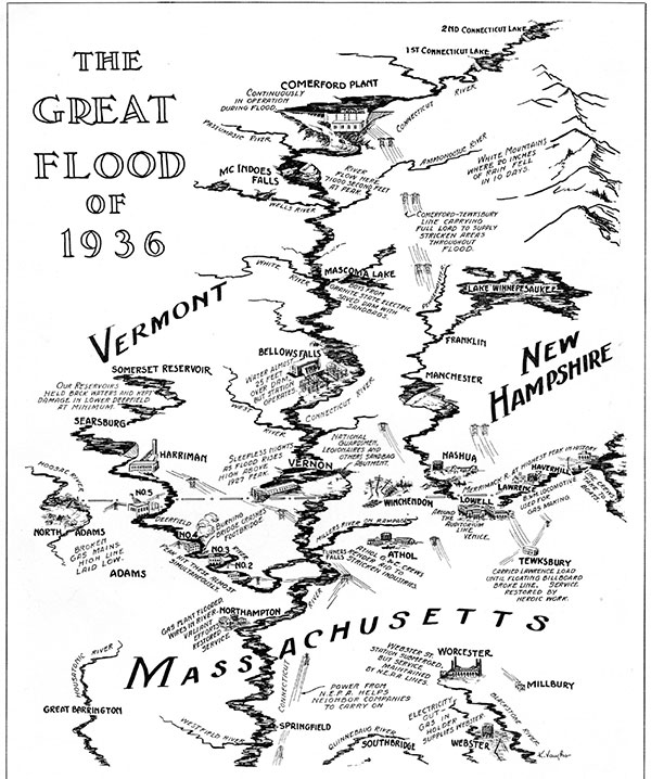 Map of infrastructure damaged during the 1936 Flood in the April 1936 issue of - photo 3