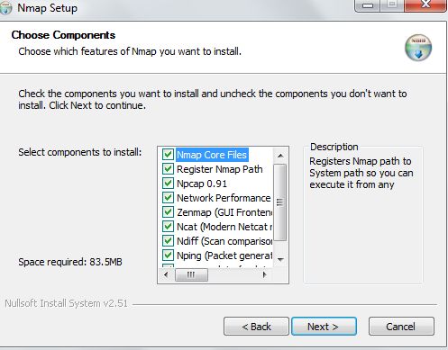 In the next window choose the directory in which you want to install the Nmap - photo 2