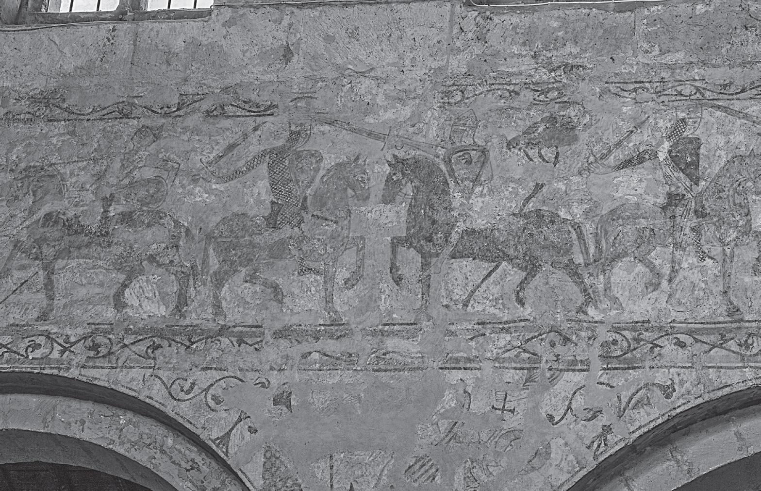 Knights in combat on the walls of Claverley Church Shropshire Although the - photo 17