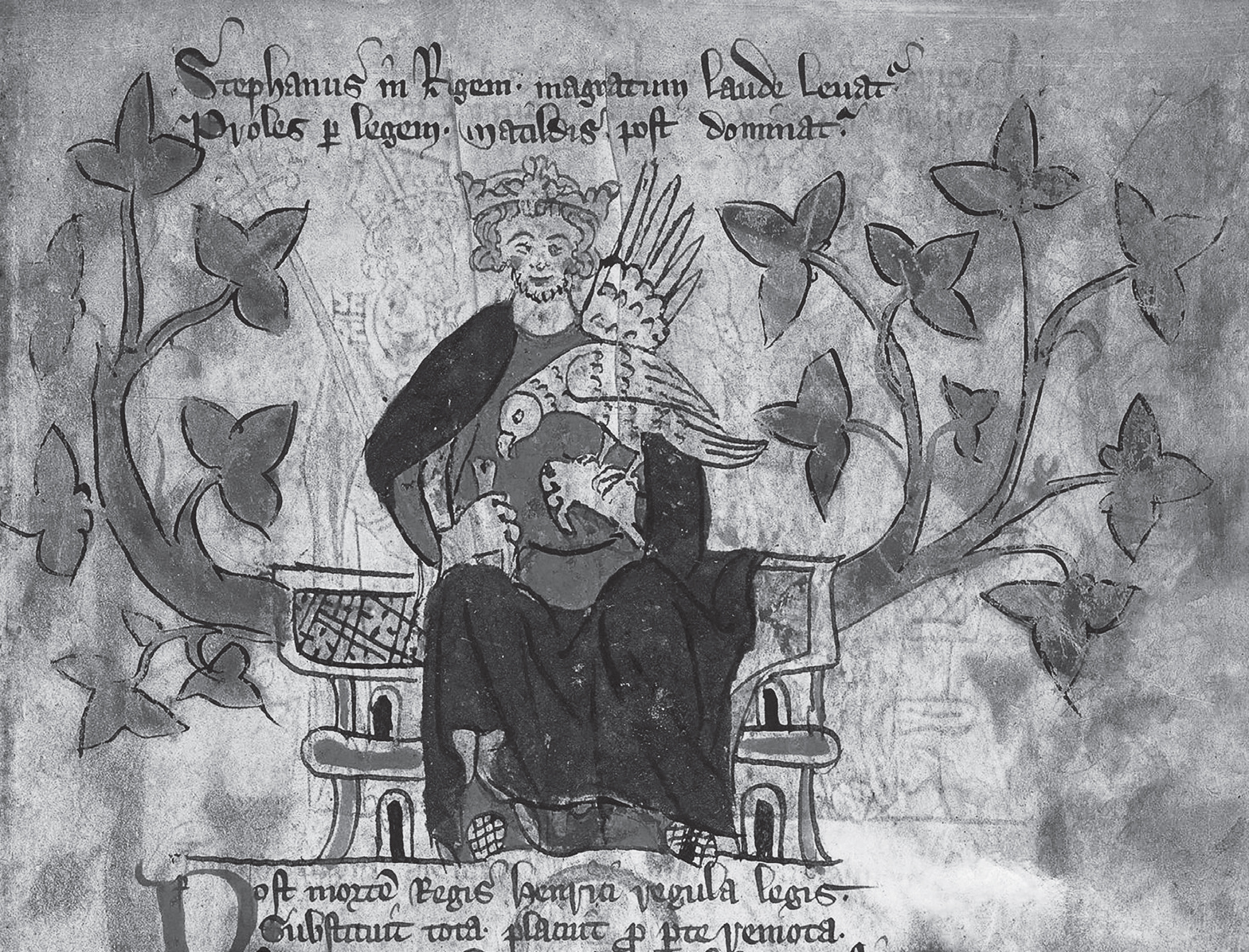 King Stephen on his throne with a hunting hawk Stephens accession left him - photo 8