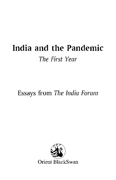 INDIA AND THE PANDEMIC THE FIRST YEAR ORIENT BLACKSWAN PRIVATE LIMITED - photo 1