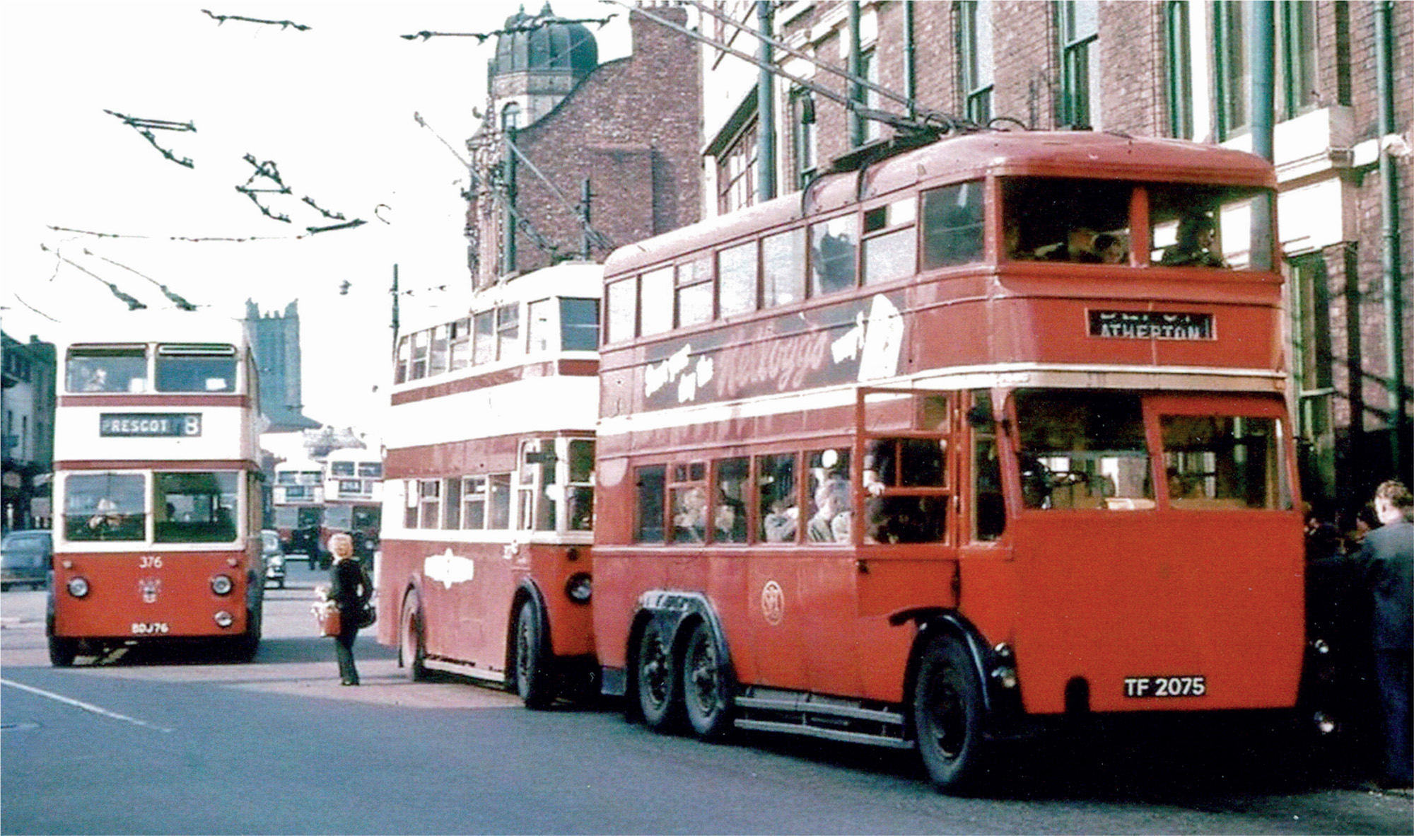 This 1956 view shows 1930 vintage Guy BTX trolleybus of South Lancashire - photo 2