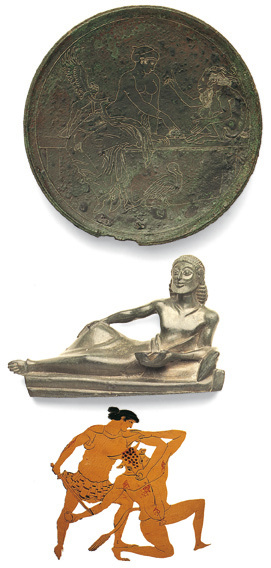 Bronze mirror cover showing Aphrodite playing knucklebones with Pan 350 bc - photo 6