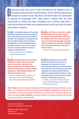 David F. Damore Blue Metros, Red States: The Shifting Urban-Rural Divide in Americas Swing States