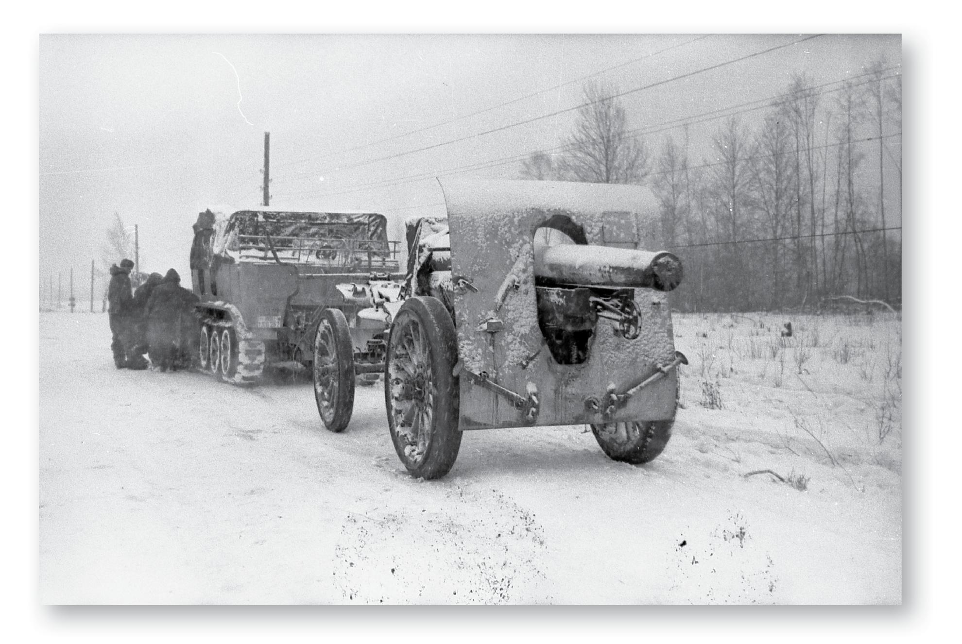 A German 15cm infantry gun is towed during the winter retreat The 17Armee - photo 3