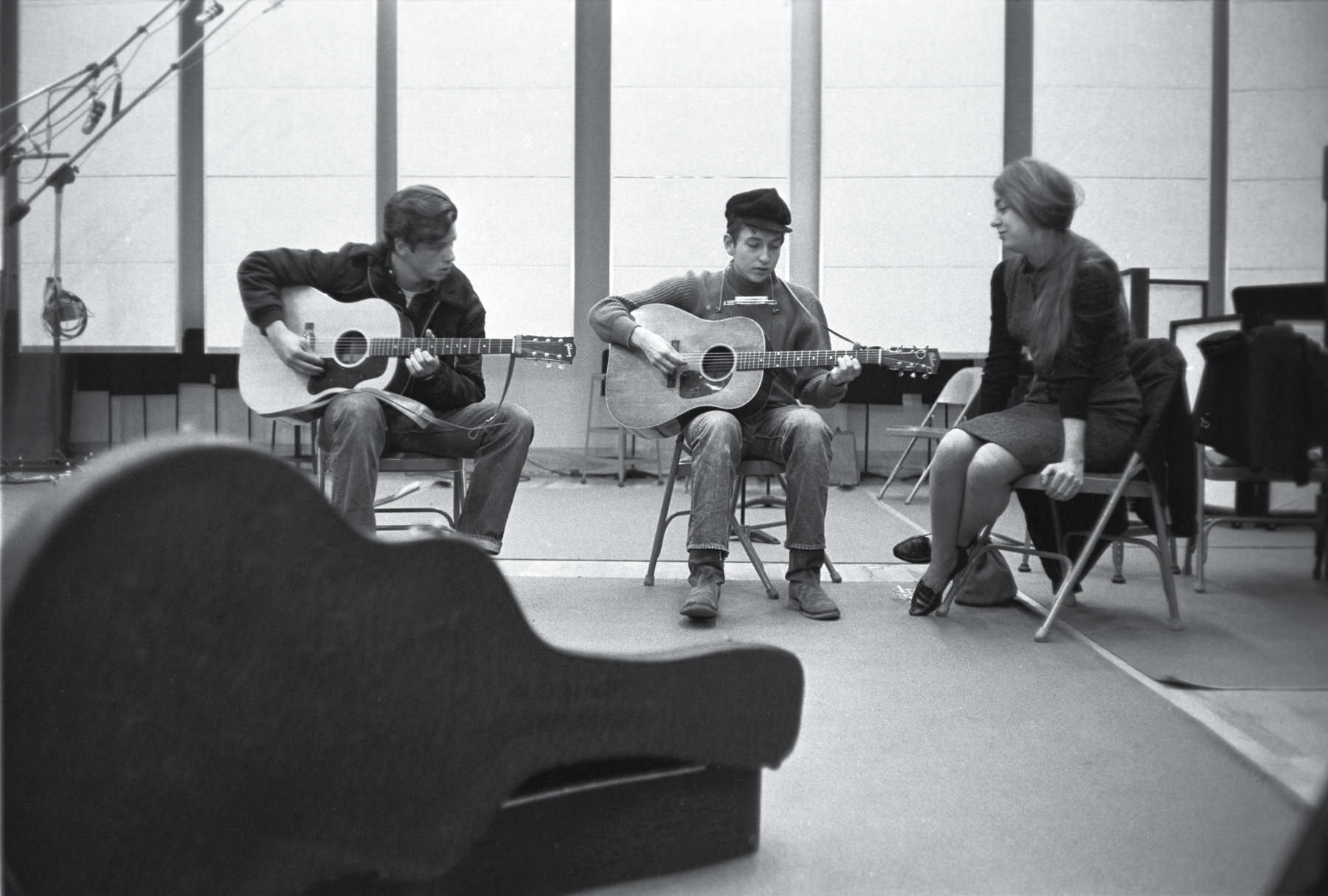 John Hammond Junior Bob Dylan and Suze Rotolo at Columbia Studio A November - photo 6