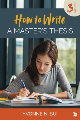 Yvonne Bui How to Write a Masters Thesis