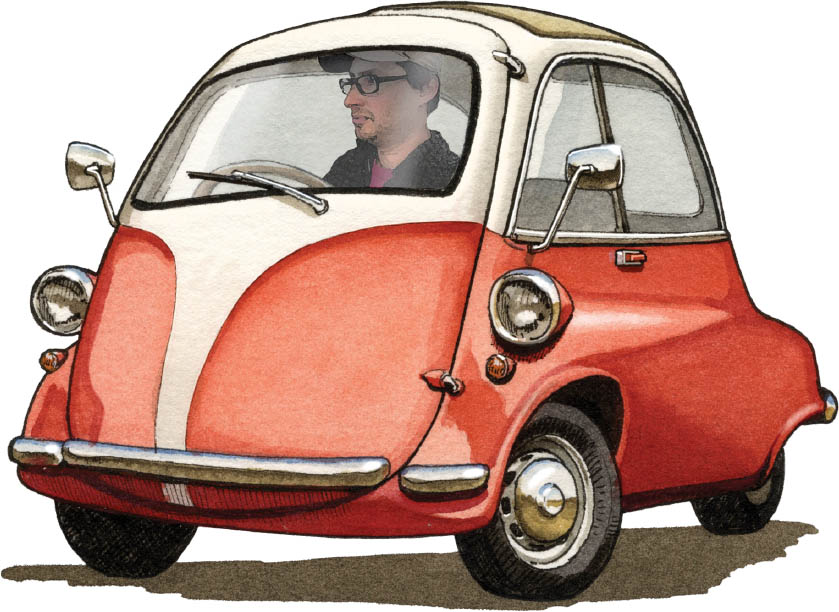 ps Look Im inside a 1950s Isetta three-wheeled bubble car Please dont park - photo 5