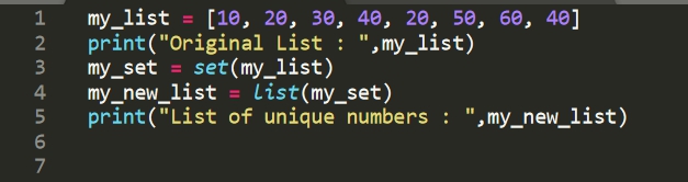 Output Original list 10 20 30 40 20 50 60 40 List of unique - photo 35