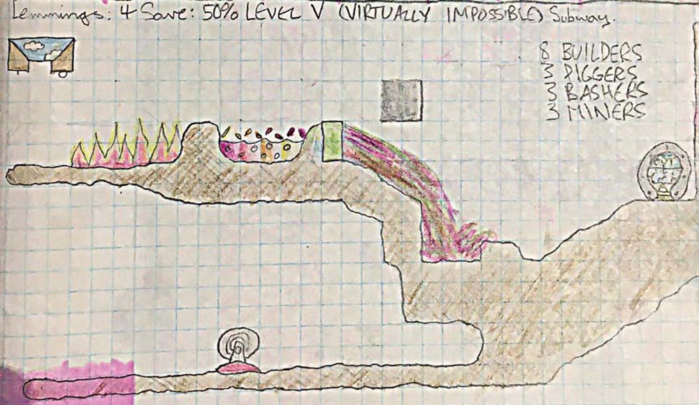 A level design for Lemmings from my exercise book 1991 Charlie Fish CC BY - photo 3