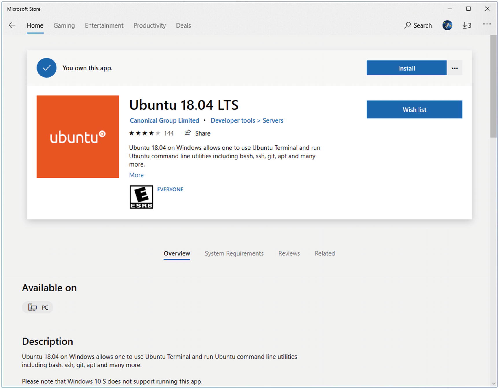 Figure I-3 Ubuntu 1804 LTS on the Microsoft Store Why Windows Subsystem for - photo 5