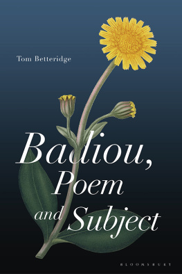 Tom Betteridge - Badiou, Poem and Subject