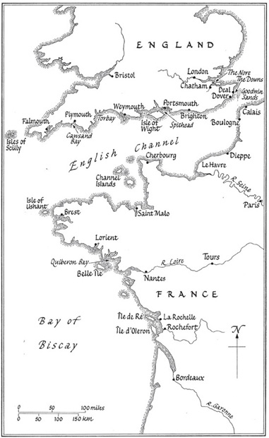 Map of the English Channel and Atlantic coast of France showing the principal - photo 3