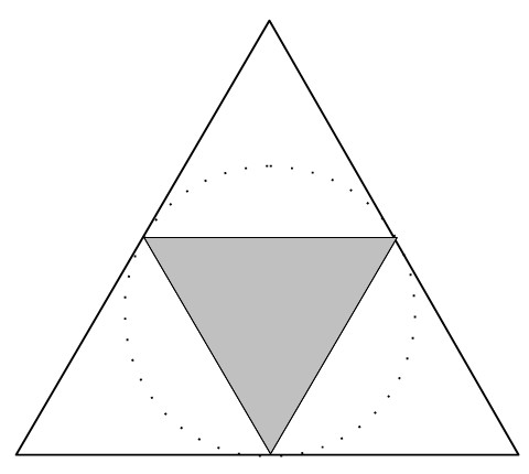 Now the answer is obvious The large equilateral triangle is divided into 4 - photo 2