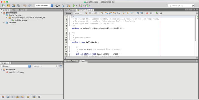 Figure 1-5 Viewing the skeleton code generated by NetBeans Place your - photo 5