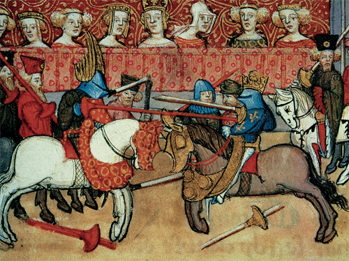 Court ladies watch jousting knights from a 14th-century manuscript M - photo 2