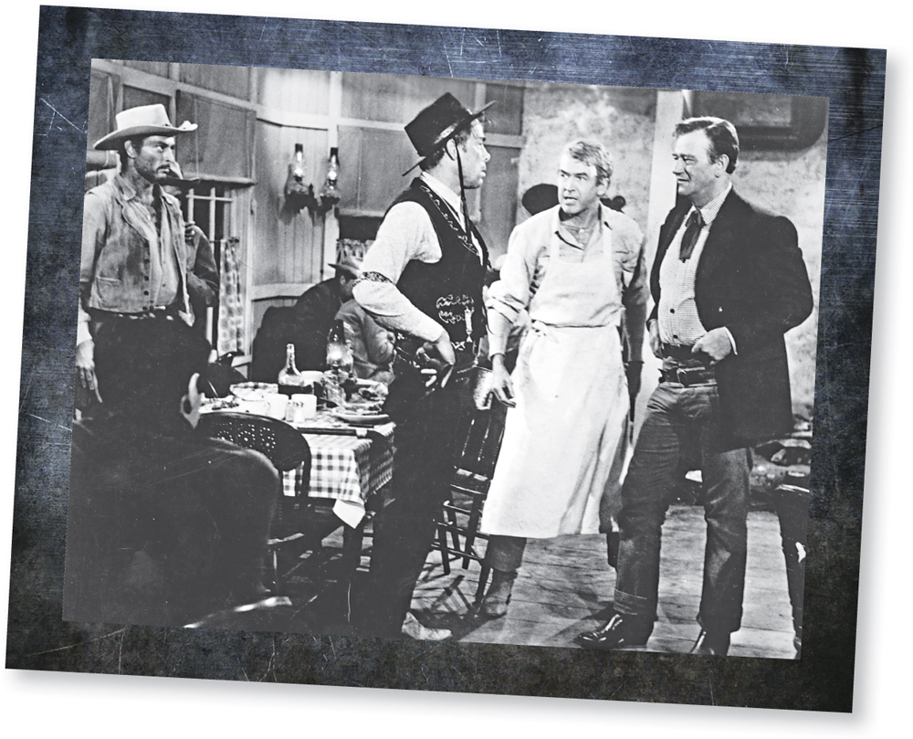 Liberty Valance played by Lee Marvinin the black hat naturallyconfronts Jimmy - photo 2