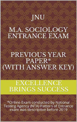 Sima Kumari - JNU M.A. Sociology Entrance Exam Previous Year Paper* (With Answer Key)