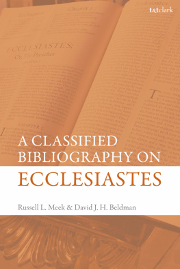 David J. H. Beldman - Classified Bibliography on Ecclesiastes