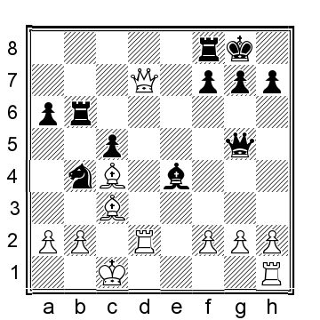 Position after 18 R d2 18 B g6 19 R e1 R bb8 20g3 Q h5 21a3 R bc8 - photo 3