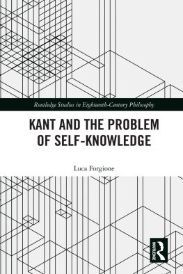 Luca Forgione - Kant and the Problem of Self-Knowledge