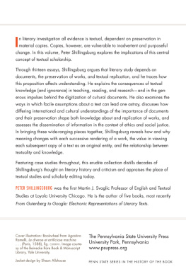 Peter Shillingsburg Textuality and Knowledge: Essays