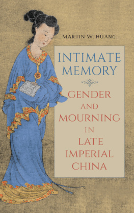 Huang Intimate Memory: Gender and Mourning in Late Imperial China