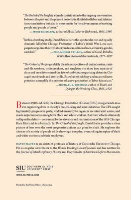 David Bates The Ordeal of the Jungle: Race and the Chicago Federation of Labor, 1903–1922