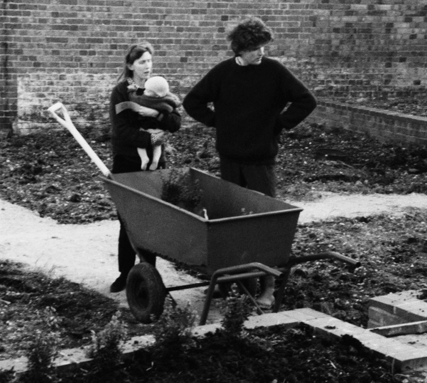 Sue and Tom with baby Rose planting the first hedges in the courtyard at the - photo 4