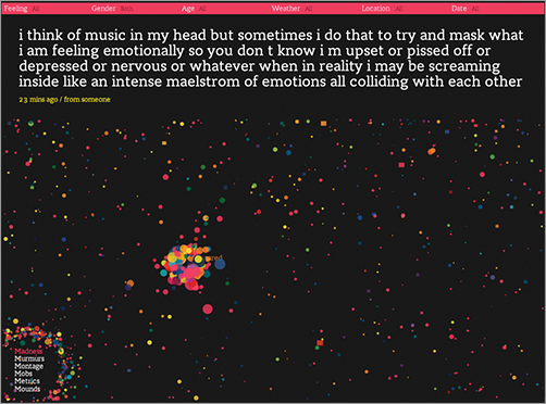 The interactive piece scrapes sentences and phrases from personal public blogs - photo 3