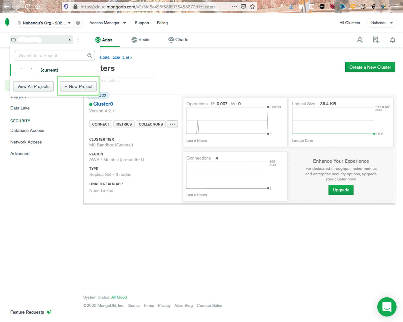 Figure 1-6 MongoDB new project Name your project dating-app-mern and then - photo 8