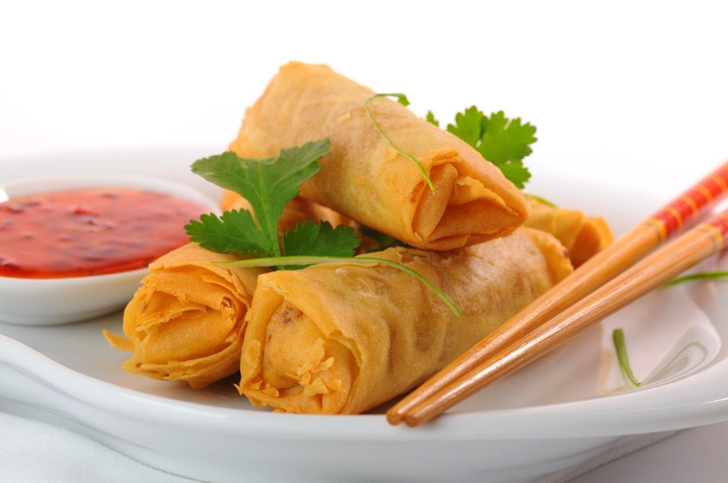 Fried spring rolls are made with a thin rice flour dough that is light and - photo 9