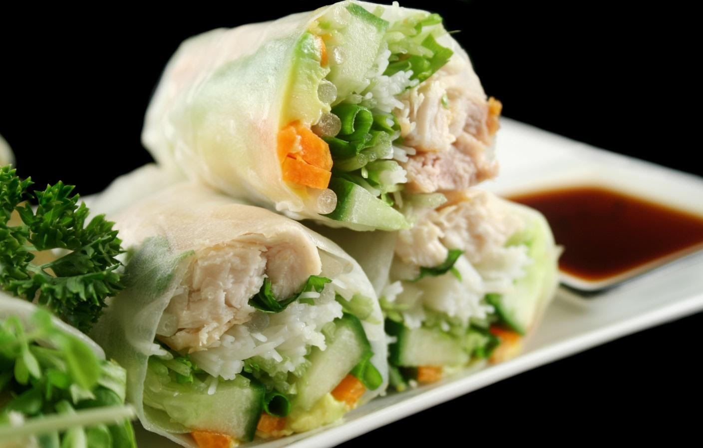 Cold spring rolls Fresh and cooked ingredients are layered in a rice paper - photo 10