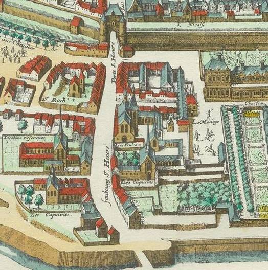 Detail of the map of Paris by Merian 1615 showing the suburb beyond the - photo 18